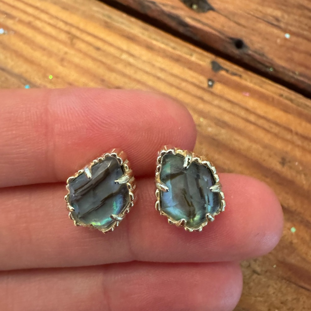 Kendra Scott Gold and Silver Abalone Earrings